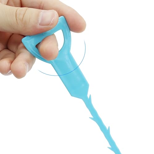 3 Pack 20 Inch Drain Clog Remover Snakes Blue | Hair Cleaning Tool Effective Drain Snake Auger Tool for Sink, Shower, Bathtub, and Toilet - color: Blue