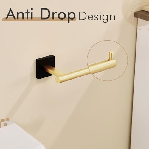 KOKOSIRI Toilet Paper Holder Black with Gold Toilet Roll Holder Hold Mega Rolls Kitchen Bathroom Tissue Paper Dispenser Stainless Steel, B2005GDK - color: Black Gold, size: Horizontal