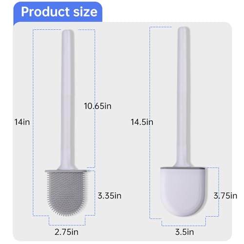 RV Silicone Toilet Brush with Holder, Drill-Free Wall Mounted Toilet Bowl Cleaner, Anti-Drip Anti-Roll Compact Brush for RV Camper & Small Bathroom (Blue) - color: Blue