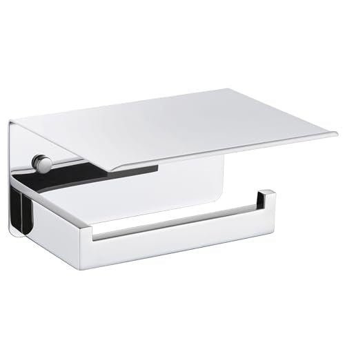 Angle Simple Toilet Paper Holder with Shelf Polished Chrome, 304 Stainless Steel Toilet Tissue Roll Holder Wall Mount - color: Polished Chrome, size: Single Rod