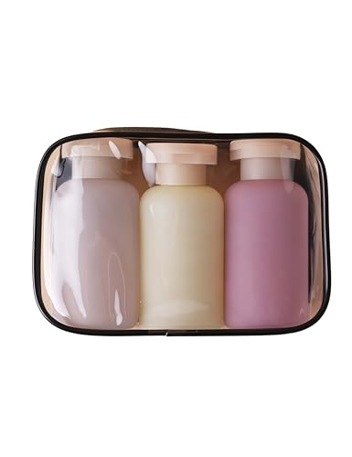 3 Pcs 100ml Plastic Squeeze Bottle, Empty Shampoo Conditioner Container Travel Size Toiletries Bottles, for Shampoo, Lotion, Cream and Liquids(Garden series)