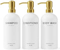 Shampoo and Conditioner Dispenser Set,3 Refillable 16oz Bottles with Stainless Steel Pumps – Shower Soap Dispensers for Bathroom, Hotel or Airbnb (Gold, 3-Pack) - color: Gold