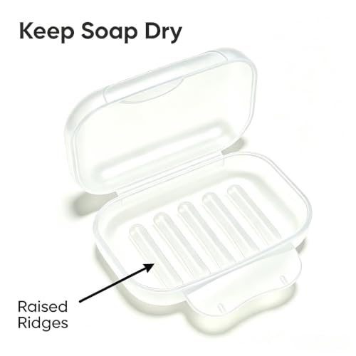 Soap Holder Container, Portable Bar Soap Saver Scrubber Case for Bathroom and Kitchen (Transparent) - color: Transparent