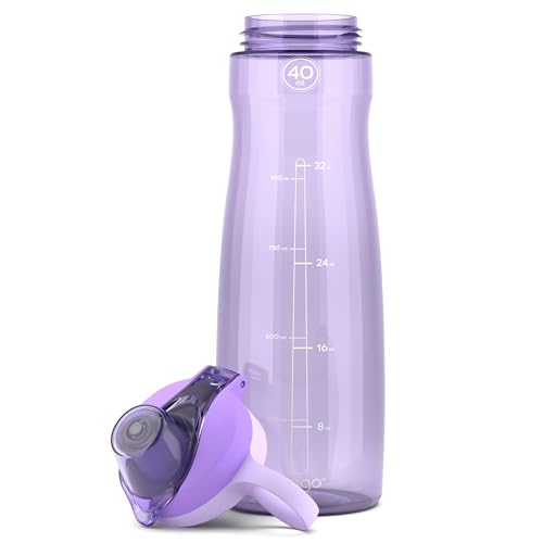 Pogo 40oz Plastic Water Bottle with Chug Lid and Carry Handle, Reusable, BPA Free, Dishwasher Safe, Perfect for Travel, School, Outdoors, and Gym, Lilac - color: Lilac, size: 40 Ounces