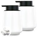 12Oz Hand Soap Dispenser Set - 2 Pack Ceramic Foam Soap Dispenser Set with Easy-to-Press Black Pump, Refillable Mordern Foaming Dish Soap Dispensers for Bathroom & Kitchen (White, Foam Pump) - color: White Foming Dispenser