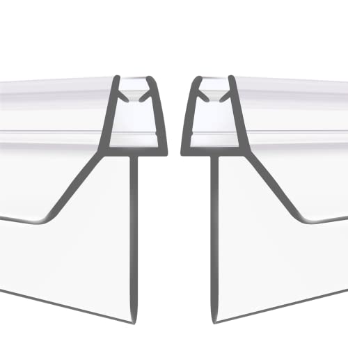 2-Pack Frameless Shower Door Bottom Seal (3/8'' X 39'') Clear Glass Shower Door Seal Strip Shower Door Sweep can Covers up to 23mm Gap - Stop Leaks - size: Standard - 3/8 inch (10mm) - 23mm Gap