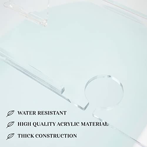 30" Supreme- Clear Bathtub Tray Caddy Tub Shelf - Spa Board Luxury Bathroom Bath tub Table - Acrylic Tub Caddy Fits Across Bathtubs - Book Rack, iPad and Wine Glass Holder - size: 30"