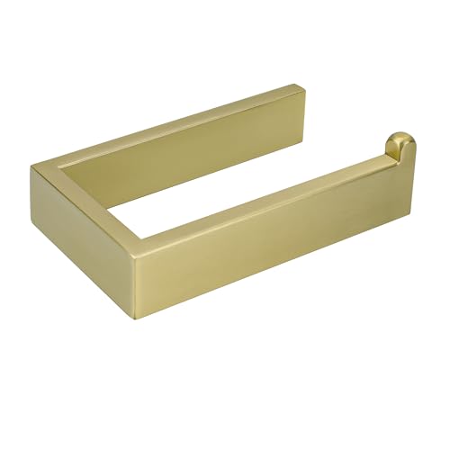 Sayayo Brushed Gold Toilet Paper Holder Wall Mount, Toilet Tissue Holder for Bathroom Tp Holder Square, SUS304 Stainless Steel - color: Gold - Drilling