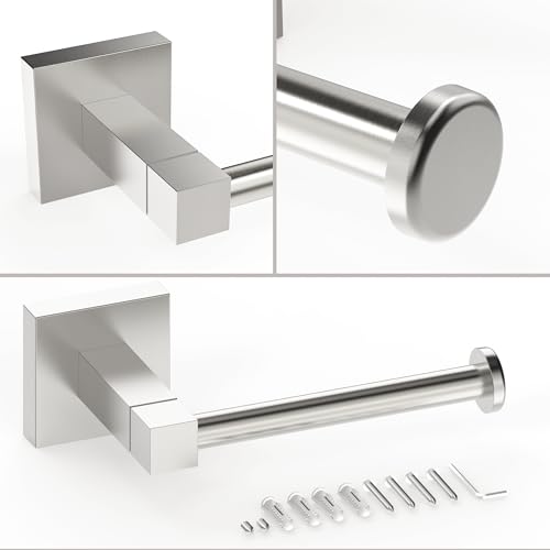 RUACQ Toilet Paper Holder Wall Mount,Square Base Tissue Roll Holder for Bathroom,Toilet Roll Holder Stainless Steel(Brushed Nickel) - color: Brushed Nickel, size: Wall Mount