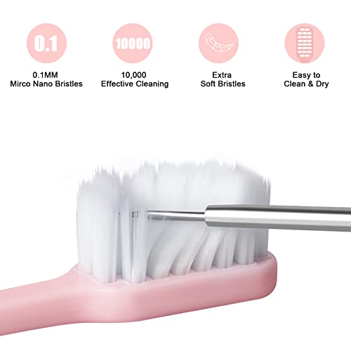 SUREE Extra Soft Toothbrush for Sensitive Teeth and Gums (5 Pack), Ultra Soft Toothbrush with 10000 Micro Nano Bristles for Adults and Elderly - style: 5 Packs (No Case)