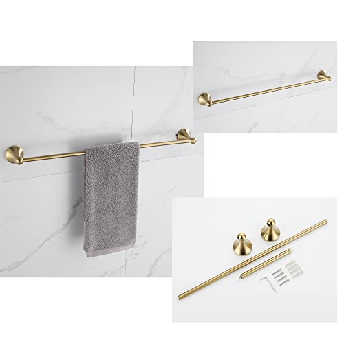 4 Piece Gold Bathroom Hardware Set - Brushed Gold Bathroom Accessories, 23.6 Inch Towel Bar | Towel Hook | Toilet Paper Holder | Hand Towel Holder - color: Light Gold