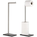 MARMOLUX ACC Free Standing Brushed Nickel Toilet Paper Holder Stand - 4 Jumbo Roll Bathroom Hardware - Standing Toilet Paper Holder - Stainless Steel Toilet Paper Stand - Brushed Steel/Black Marble - color: Steel Brushed/Black Marble