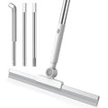 nacena Floor Squeegee, 52-in Adjustable Long Handle Squeegee for Floor Water Removal 180° Rotatable Head Squeegee Broom for Cleaning Window Shower Glass Tile Garage Concrete Pet Hairs, Grey&White
