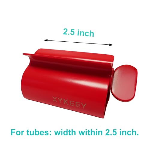 XYKEEY Toothpaste Tube Squeezer - Set of 2 Toothpaste Squeezer Rollers, Metal Toothpaste Tube Wringer Seat Holder Stand (Red) - color: Red
