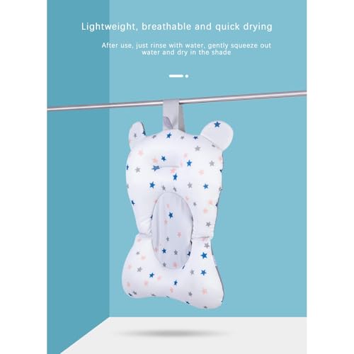 Baby Bath Cushion Pad Newborn Bathtub Mat Infant Bath Supporter Net Baby Bathtub Pillow Non-Slip Floating Bathing Tub Seat (White Star, 28cm*43cm*26cm) - color: White Star