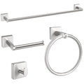 KLJKPA Brushed Nickel Bathroom Hardware Set, 24 inch Towel Racks for Bathroom, Stainless Steel Bathroom Accessories Set, Wall Mounted, 4-Piece - color: Brushed Nickel