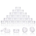 3 Gram Sample Jars with Lids, 25 Count Mini Cosmetic Containers - Makeup Travel Containers with Labels, Tiny Disposable Spatulas - color: Clear