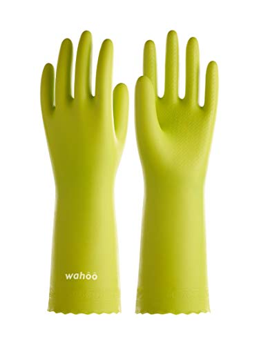LANON wahoo Skin-Friendly Cleaning Gloves, Dishwashing Kitchen Gloves with Cotton Flocked Liner, Reusable, Non-Slip, Bud Tender, Small - color: Bud Tender, size: Small (Pack of 1)