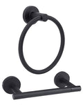 Matte Black Toilet Paper Holder Set, Stainless Steel Towel Ring, Double Post Pivoting Toilet Paper Holder and Hand Towel Holder Set for Bathroom,Bathroom Hardware Accessories Set Black - color: Matte Black