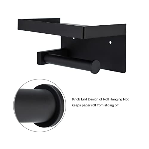 Toilet Paper Holder Tissue Roll Hanger with Shelf SUS304 Stainless Steel Matte Black Bathroom Lavatory Hardware Wall Mount Adhesive