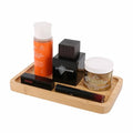 Natural Bamboo Vanity Tray Bathroom Tray Smooth and Thick Wooden Tray for Perfume Cotton Swabs Balls Candles Cosmetics Jewelry Makeup - size: 9.8" x 5.7" x 0.8"