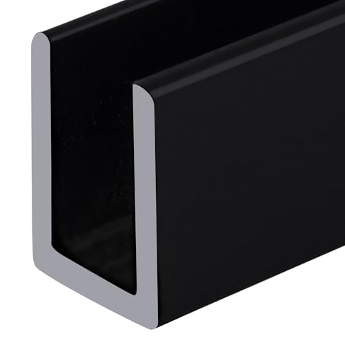 Brixwell SDCD38BL-CCP4 Black 3/8" Fixed Panel Shower Door Deep U-Channel 4 inch Sample - color: Black, size: 4 Inch - Sample