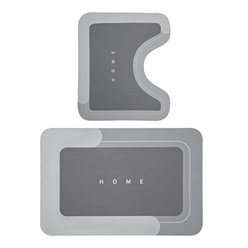 Housego 2PCS Absorbent Bath Mat Magic Rug Sets, Quick Drying Bath Mat Non-Slip Floor Rug Rubber Backed for Bathroom Kitchen Shower Sink, Water Absorbent (19.7''x23.6''+19.7''x31.9'', Dark Gray) - color: Dark Gray, size: 2 PCS (19.7" x 23.6", 19.7" x 31.9"
