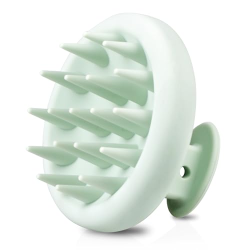 Silicone Scalp Massager Shampoo Brush, Shower Scalp Scrubber with Soft Bristles, for Hair Growth & Dandruff Treatment, Wet Dry Hair Massager for All Hair Types of Women (Light Green) - color: Light Green