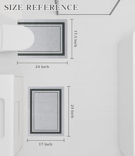 chakme 2 Piece Bathroom Rug Set, Ultra Thin Bath Mat,Absorbent, Non Slip, Machine Washable, Light Grey, 17"x24"+Toilet Mat - color: Light Grey, size: 2-Piece (17" x 24" + Contour Mat)