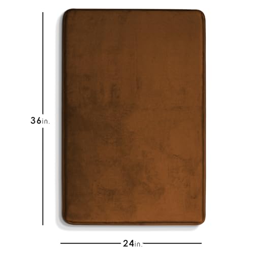 Clara Clark Bathroom Rugs, Velvet Memory Foam Bath Mat, Non-Slip Bath Rugs, Machine Wash, Dries Quickly, Ultra Soft Plush Bath Mats for Bathroom, - color: Brown, style: 24 x 36