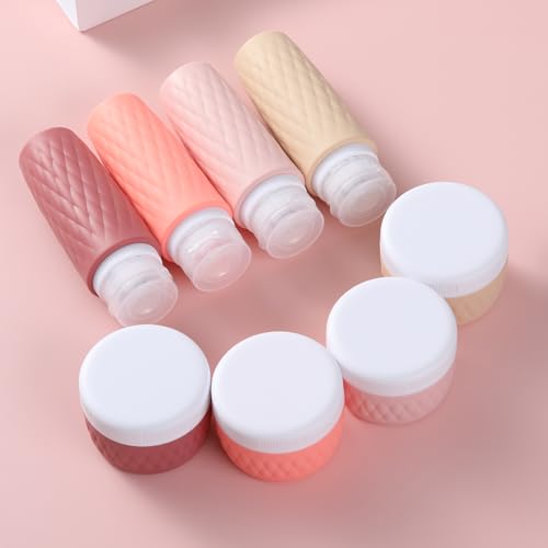 kuangre 8 Pack Travel Bottles for Toiletries - 3 OZ / 90 ML, | Leak Proof Silicone Containers with Clear Bag, Travel Size Toiletries for Lotions, Creams, Foundation, Shampoo, body wash and More | - color: Terracotta