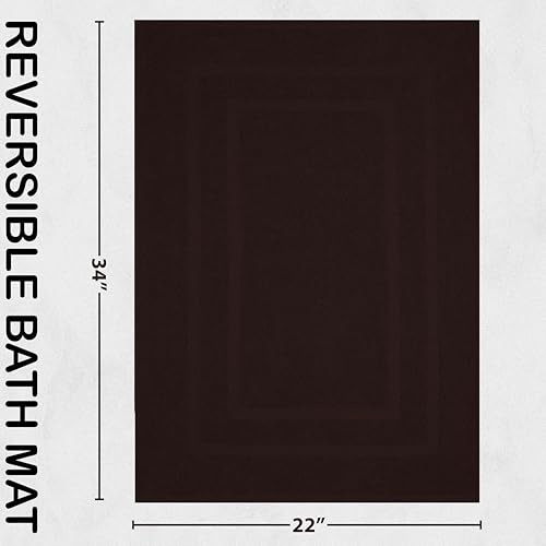 GOLD TEXTILES Premium Chocolate Brown Bath Mat - 2 Pack 22x34 Inches - Not a Bathroom Rug - 100% Ring Spun Cotton - Highly Absorbent & Non Slip Shower Bathroom Floor Mat Towel - Machine Washable - color: Chocolate Brown, size: 2 Pack 22x34