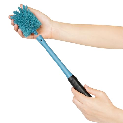 MOSOLAN 2-in-1 Water Bottle Brush and Straw Cleaner Brush, Long Handle Scrub Brush with Replaceable Head for Water Bottles, Glasswares, Mugs, Flasks, Tumblers and Kitchen Sink, Smokey Blue, 1 Pack - color: Smokey Blue, size: 1 Count (Pack of 1)