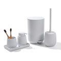 GAHEFY White Bathroom Accessories Set with Small Trash Can 3 Liter/0.8 Gallon,Toothbrush Holder,Soap Dispenser,Vanity Tray,Toilet Brush and Holder White 5PCS - style: White 5pcs