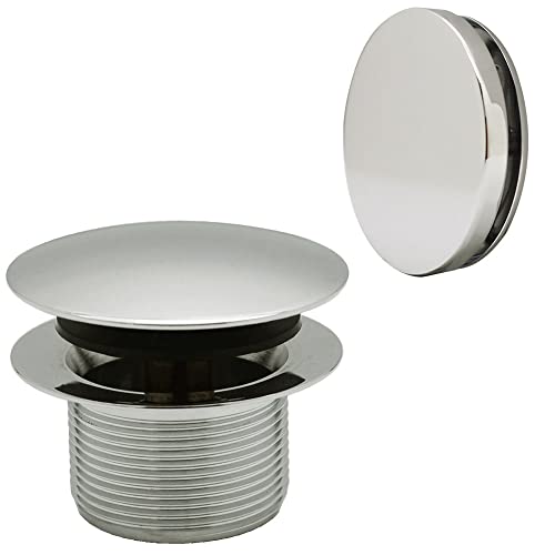 Westbrass D398RK-05 1-1/2" NPSM Coarse Thread Mushroom Tip-Toe Bathtub Drain Stopper with Illusionary Overflow Faceplate, Polished Nickel - color: Polished Nickel, size: 1 Pack