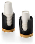 Ceramic Bathroom Cups Dispenser - 3 oz Disposable Paper & Plastic Bathroom Cups Holder - Mouthwash Cups Dispenser for Bathroom, Guest Toiletries, Countertop, Coffee - BPA Free (2 Pack) - color: Black, size: Set/2