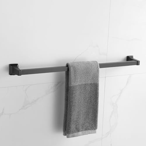 4 Pieces Bathroom Hardware Accessories Set, Stainless Steel 24 inch Towel Bar, Towel Rack, Robe Hook, Toilet Paper Holder for Bathroom Wall Mounted (Matte Black) - color: Matte Black