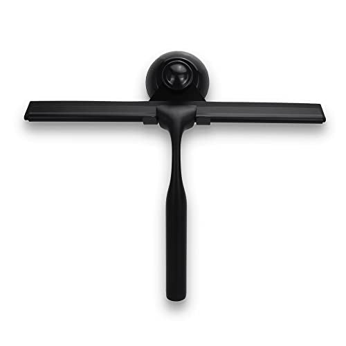 Matte Black Shower Squeegee for Glass Doors with Adhesive Hooks, Squeegee for Shower Glass, Cleaner Tool for Bathroom Household Window Mirror Tile Wall Car, 10 Inch Black - color: Matte Black