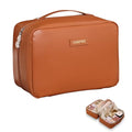 Travel Makeup Bag, Large Capacity Cosmetic Bags for Women, Waterproof Portable Pouch Open Flat Toiletry Bag Make up Bag (Brown) - color: Brown