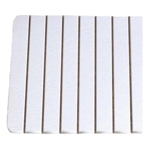Pemberly Row Diatomite Stone Bath Mat, 16x12 in, White Finish, Quick Drying, Highly Absorbent, Slatted Design, Modern Style, Compact for Bathroom Floor or Shower Use