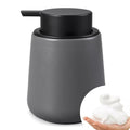 Bosilunlife Ceramic Foaming Soap Dispenser - 12Oz Bathroom Countertop Kitchen Dish Soap Pump Dispenser Foam Soap Dispenser - Matte Grey - color: Matte Grey