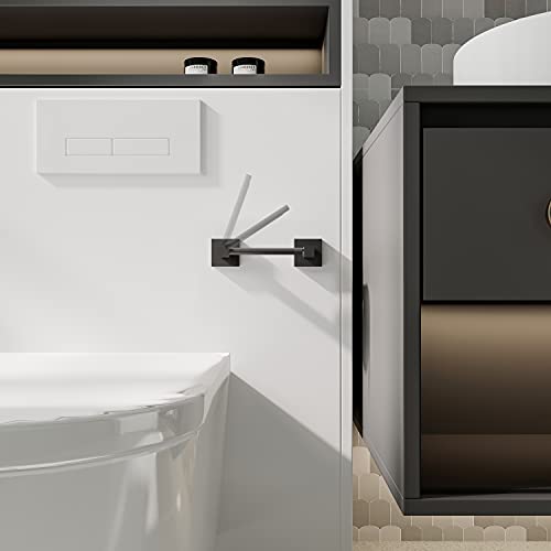 Ruacq Matte Black Toilet Paper Holder Towel Ring Bathroom Accessories Hardware Set Double Post Pivoting Toilet Roll Holder Square Stainless Steel and Zinc Alloy Modern Wall Mounted 2 Pieces - color: Matte Black, size: 2pcs