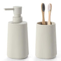 YAUKPH Bathroom Accessories Set 2 Piece Soap Dispenser and Toothbrush Holder for Bathroom Countertop Striped Beige - color: Striped Beige