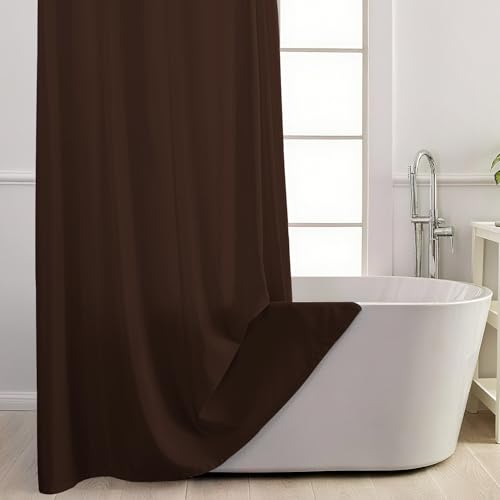 No Hook Shower Curtain with Snap in Liner, Ombre Dark Brown Shower Curtains and Liner Set, Hotel Fabric Bath Curtain for Bathroom, Mesh Top Window Waterproof Washable, 71" x 74" - color: Ombre Dark Brown, size: 71"W x 74"L (Pack of 1)