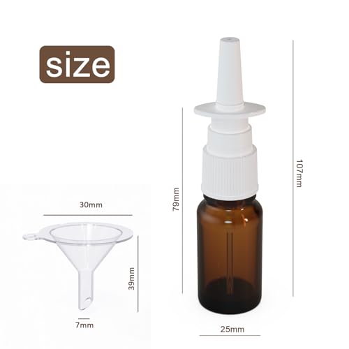 6 Pack 10ml Glass Nasal Spray Bottles Mist Sprayer, Travel Sized Empty Refillable Sprayers Nasal Cleanser, With Funnels (10ml (6pcs)) - color: 10ml (6pcs)