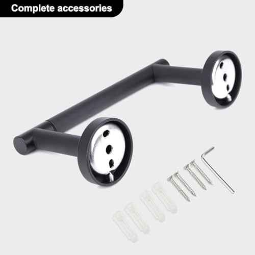 Matte Black Toilet Paper Holder Set, Stainless Steel Towel Ring, Double Post Pivoting Toilet Paper Holder and Hand Towel Holder Set for Bathroom,Bathroom Hardware Accessories Set Black - color: Matte Black