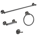 BGL Bathroom Hardware Set Grey Electroplating 4-Piece Bathroom Accessories Set Wall Mounted Adjustable Towel Bar Robe Hook Toilet Paper Holder Towel Ring Glossy Grey - color: Gunmetal Grey