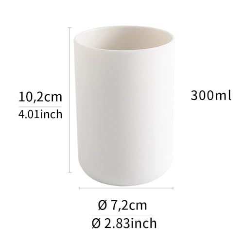 Bathroom Tumblers 2Pcs, Mouthwash Cup, Toothbrush Holders, Drink Mug, Pen Holder, Unbreakable Dishwasher Safe, 10fl.oz(300ml)/Pcs (White & White) - color: White&white