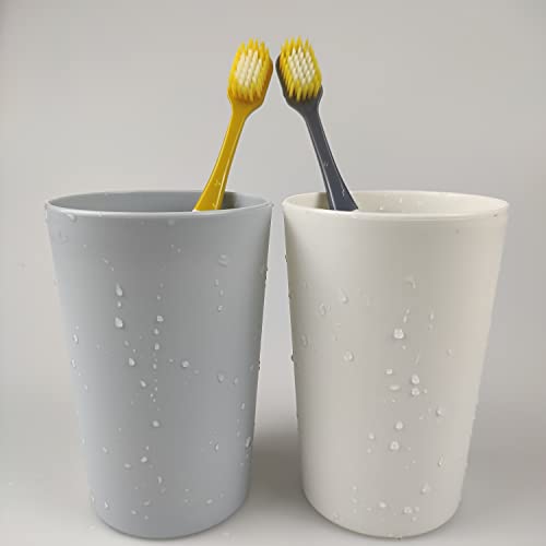 Simple Drinking Cup, Household Plastic Cup, Couple Toothbrush Holder, Large Capacity 300ml (10 oz) Mug (Blue & White)