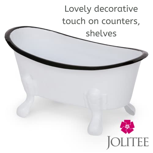Rustic Enamel 1 Piece 5.5" Metal Clawfoot Mini Bathtub Soap Dish Mini Bath Tub Decoration Clawfoot Tub Soap Caddy White - color: White